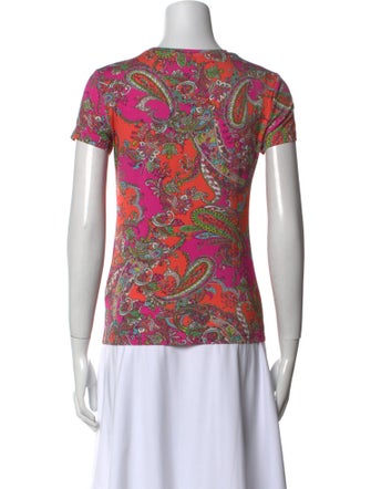 L'Agence Paisley Print Crew Neck T-Shirt