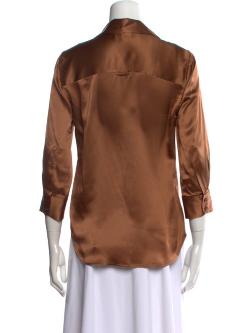 L'Agence Silk Three-Quarter Sleeve Button-Up Top
