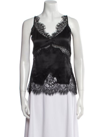 L'Agence Silk Lace Pattern Top