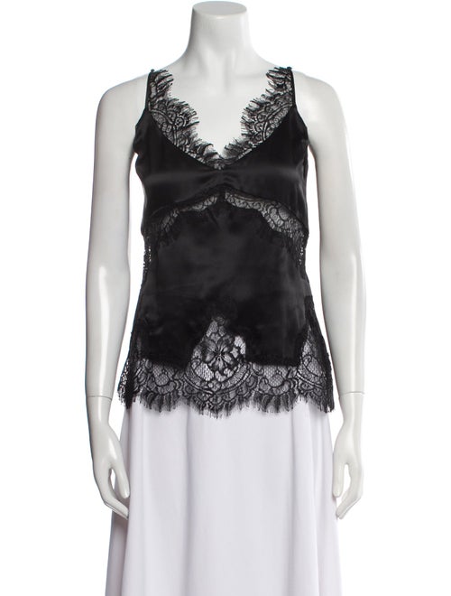 L'Agence Silk Lace Pattern Top