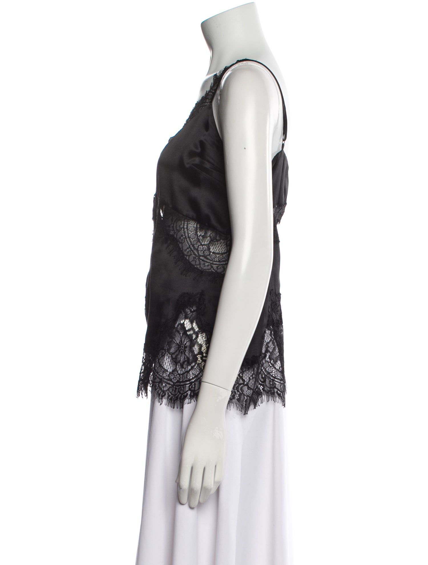 L'Agence Silk Lace Pattern Top