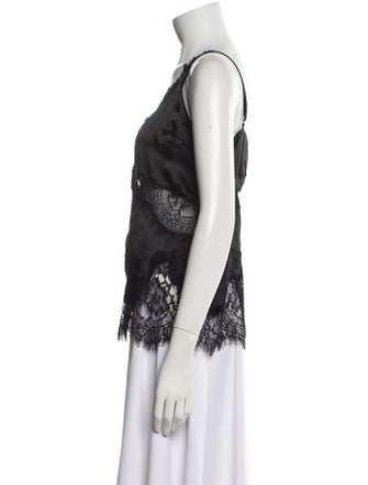 L'Agence Silk Lace Pattern Top