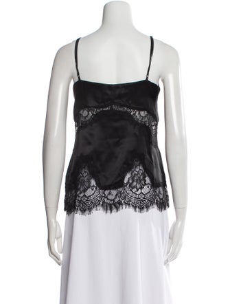 L'Agence Silk Lace Pattern Top
