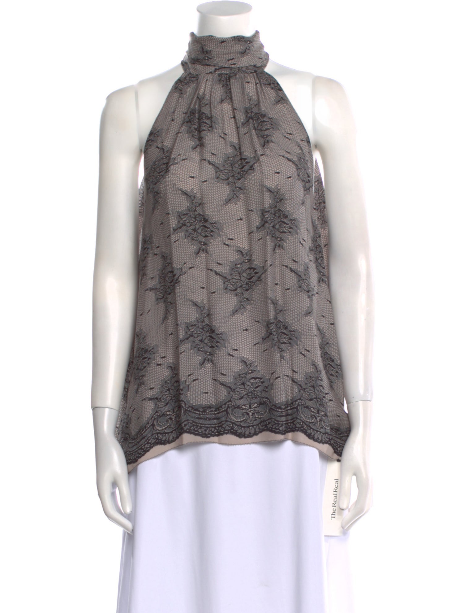L'Agence Silk Lace Pattern Blouse