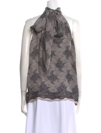 L'Agence Silk Lace Pattern Blouse