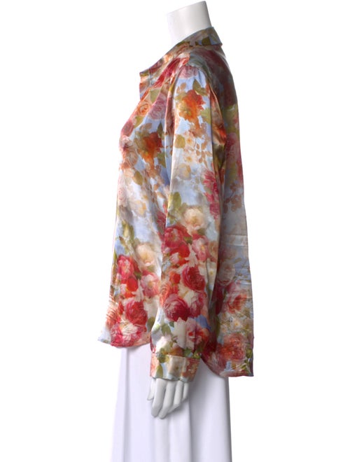 L'Agence Silk Floral Print Button-Up Top