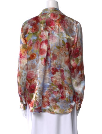 L'Agence Silk Floral Print Button-Up Top