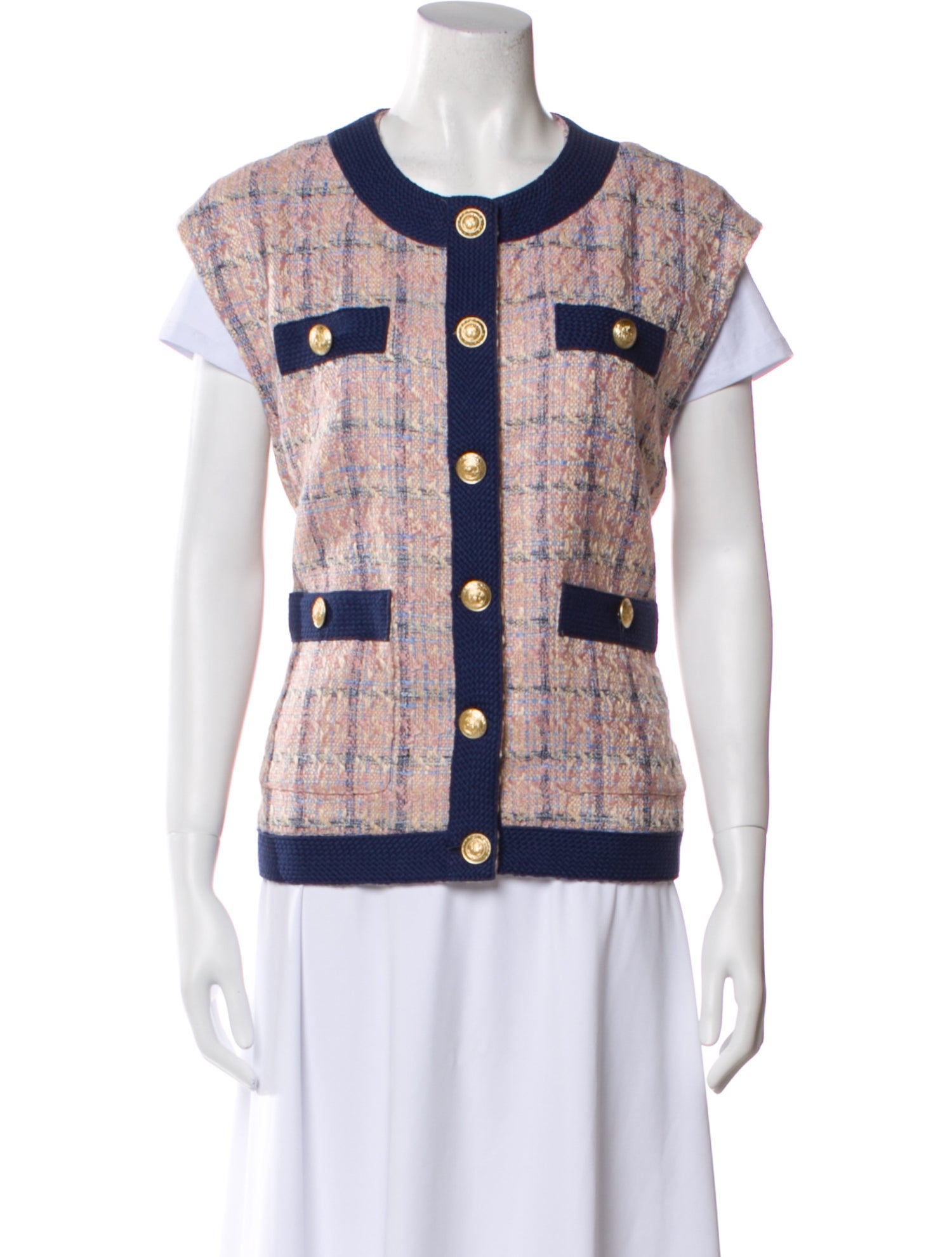 L'Agence Tweed Pattern Vest