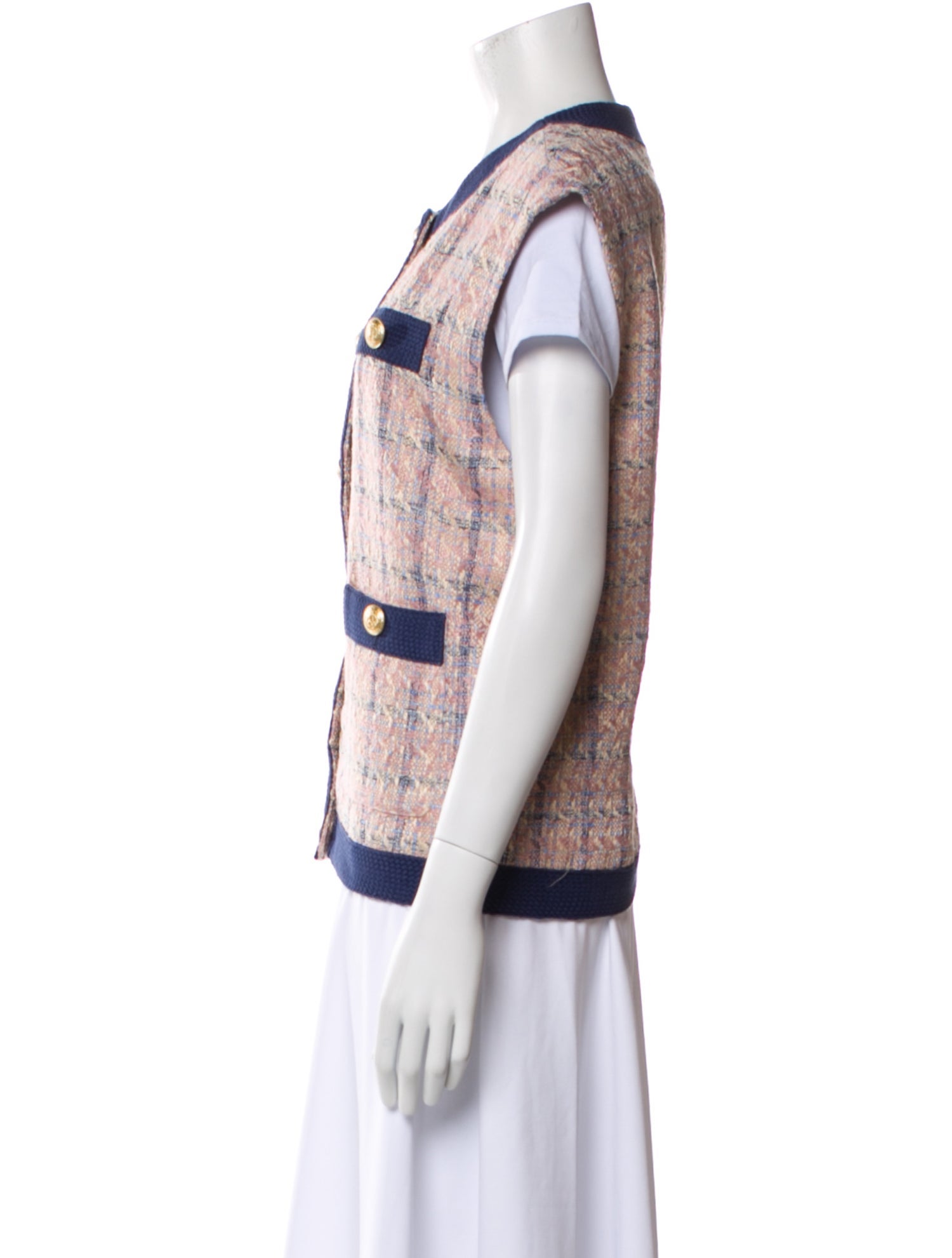 L'Agence Tweed Pattern Vest