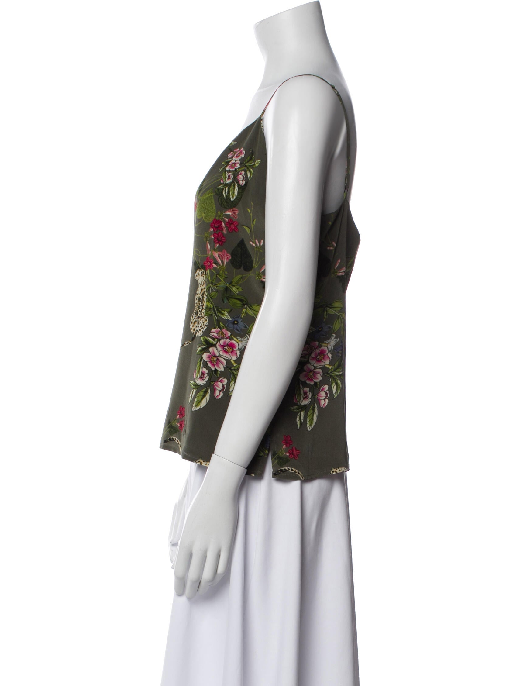 L'Agence Silk Floral Print Top