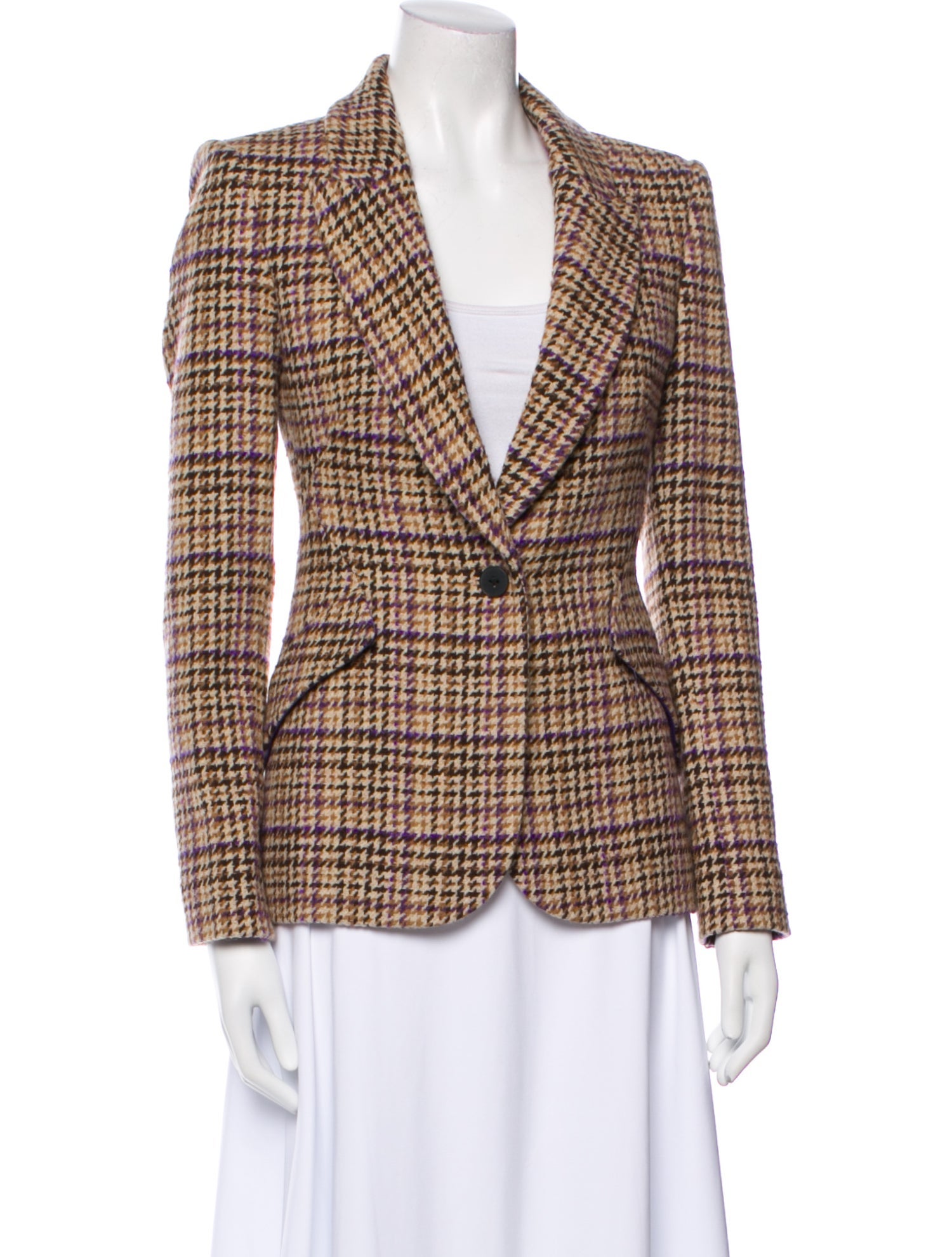 L'Agence Wool Plaid Print Blazer w/ Tags