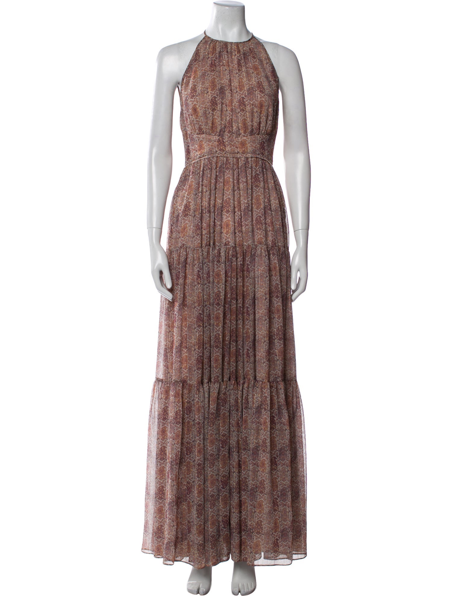 L'Agence Paisley Print Long Dress