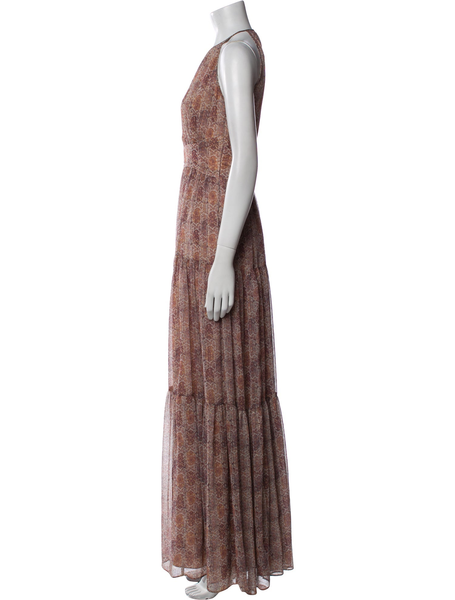 L'Agence Paisley Print Long Dress