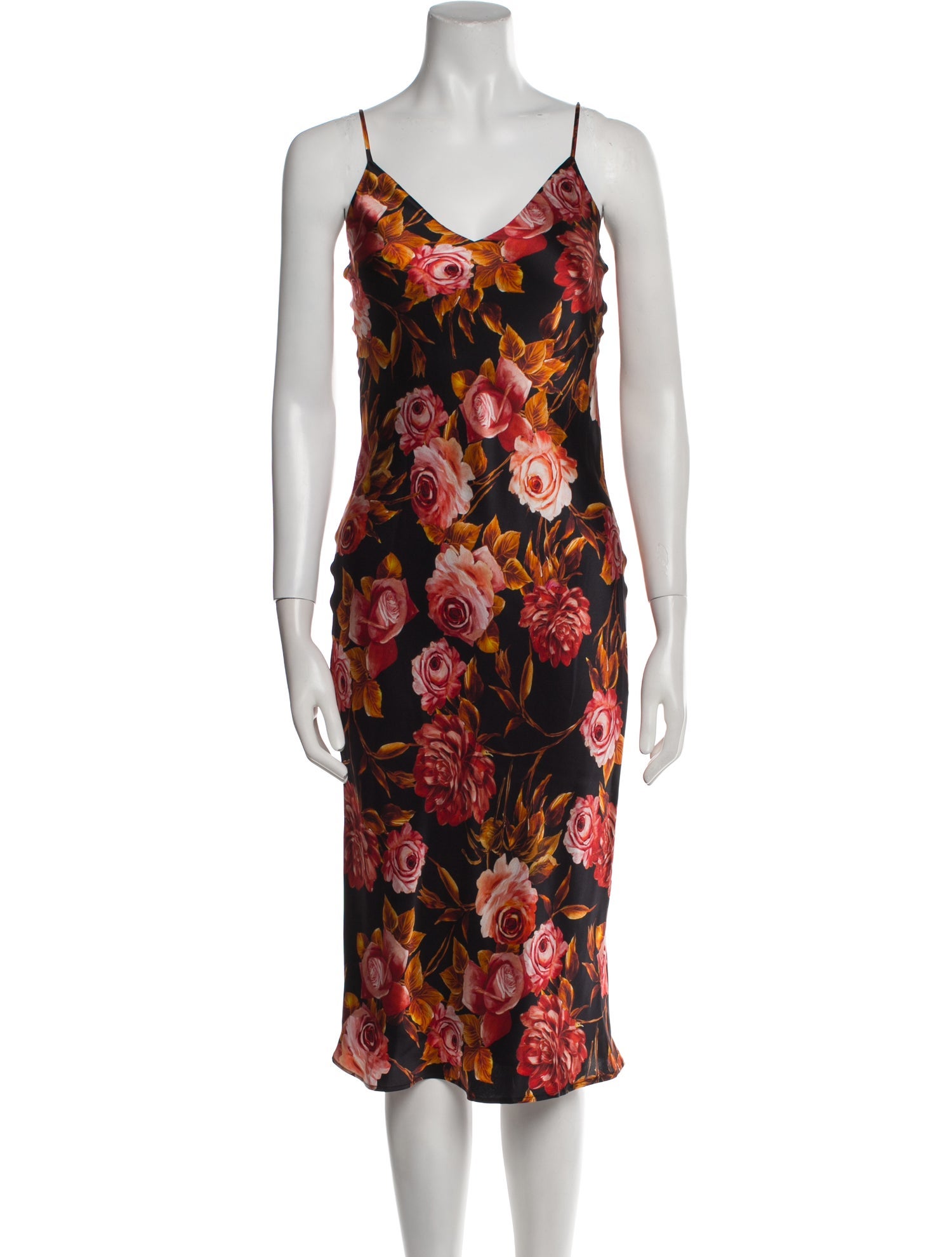 L'Agence Silk Midi Length Dress