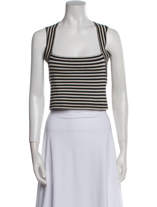 L'Agence Striped Square Neckline Crop Top