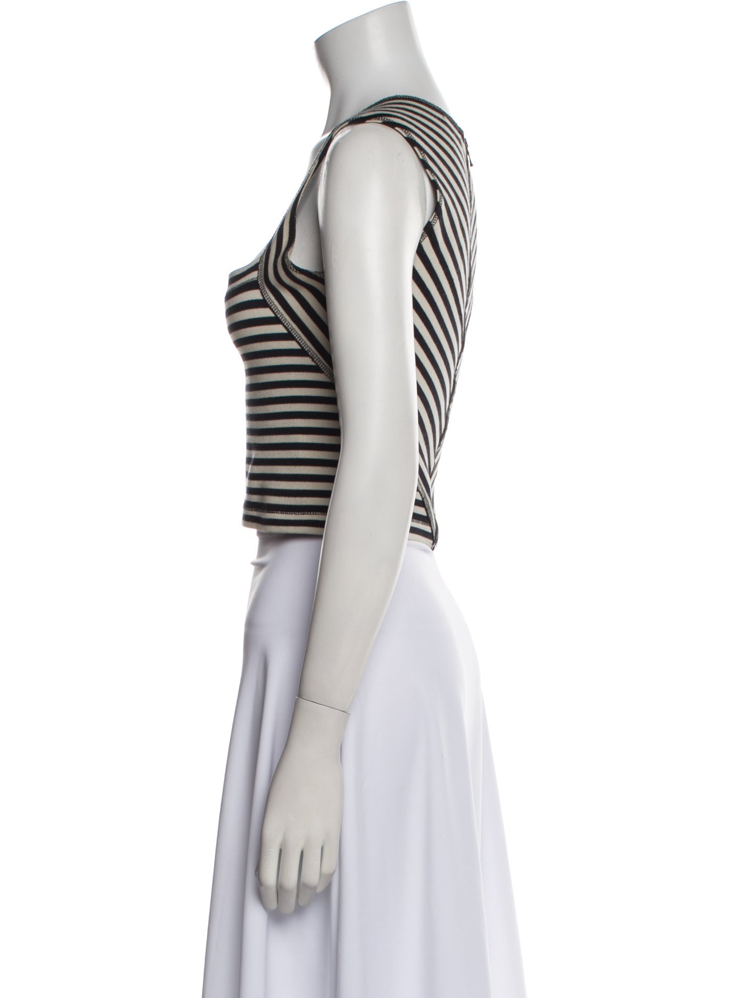 L'Agence Striped Square Neckline Crop Top