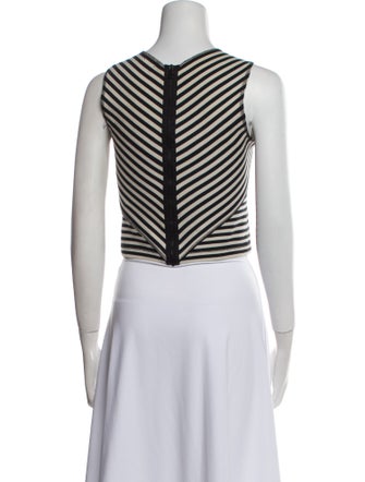 L'Agence Striped Square Neckline Crop Top