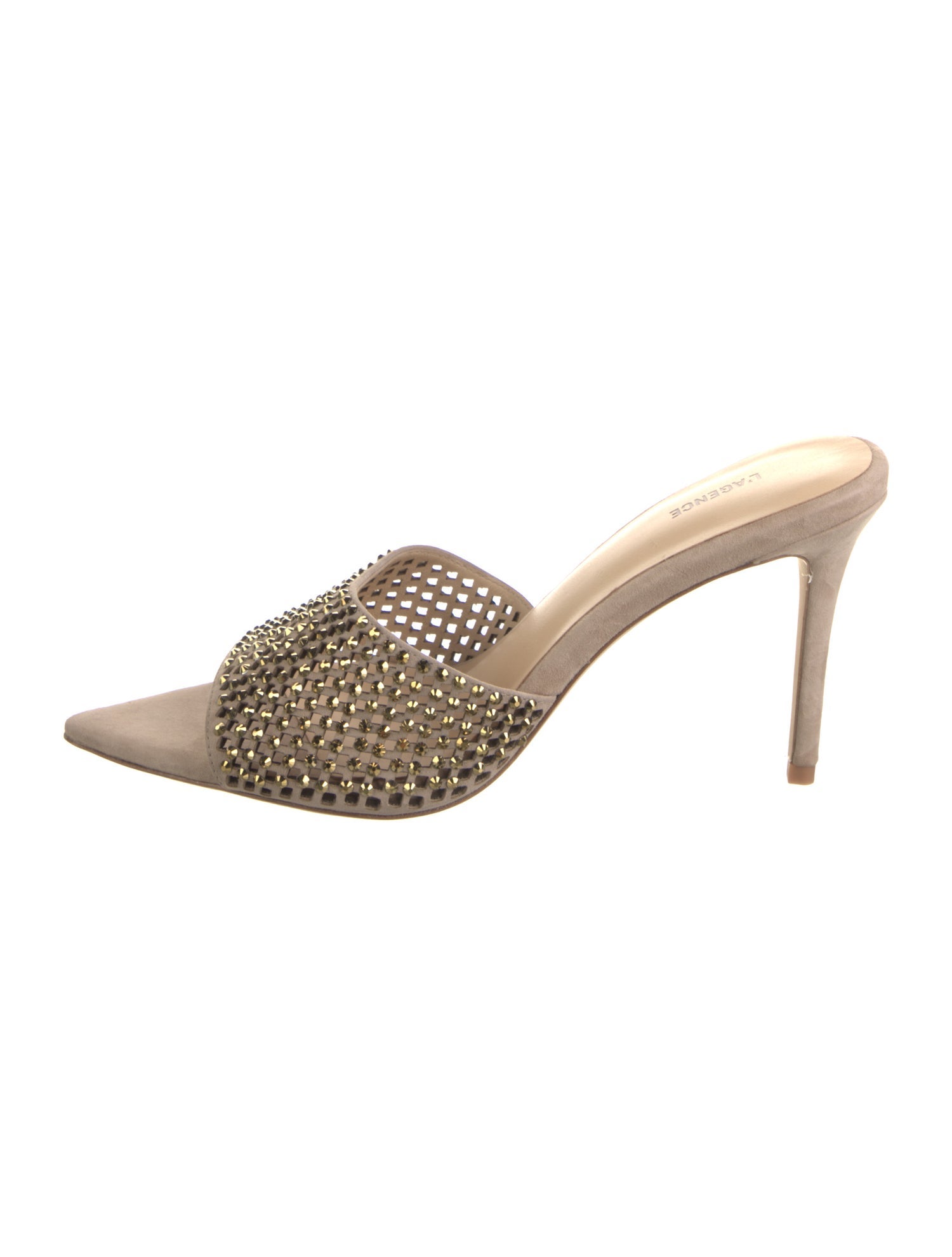 L'Agence Suede Crystal Embellishments Slides w/ Tags