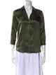 L'Agence Silk Three-Quarter Sleeve Button-Up Top