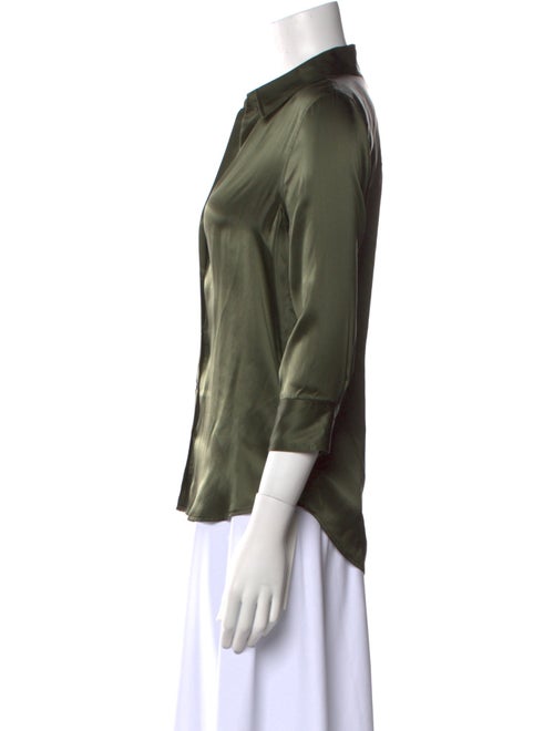 L'Agence Silk Three-Quarter Sleeve Button-Up Top