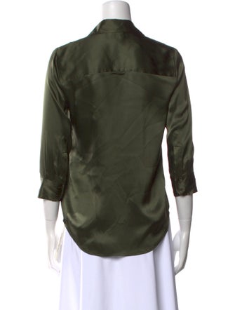 L'Agence Silk Three-Quarter Sleeve Button-Up Top