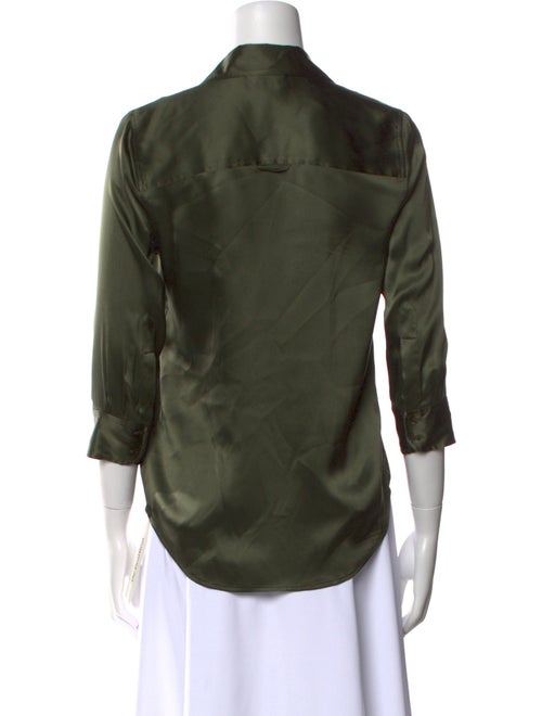 L'Agence Silk Three-Quarter Sleeve Button-Up Top