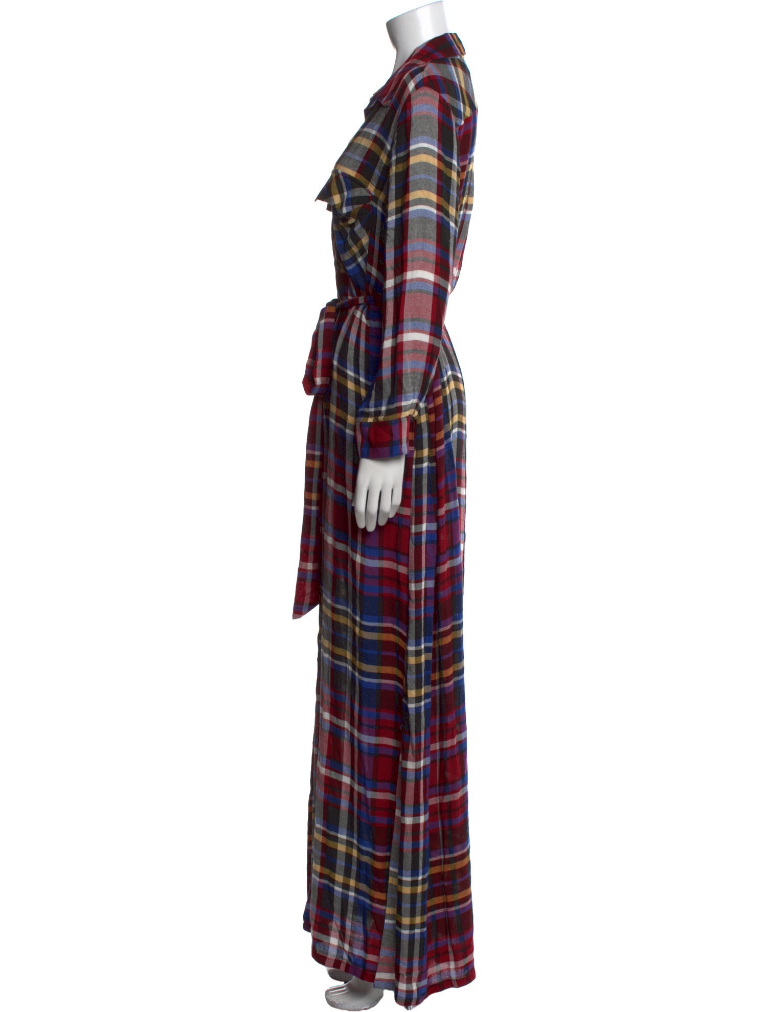 L'Agence Plaid Print Long Dress