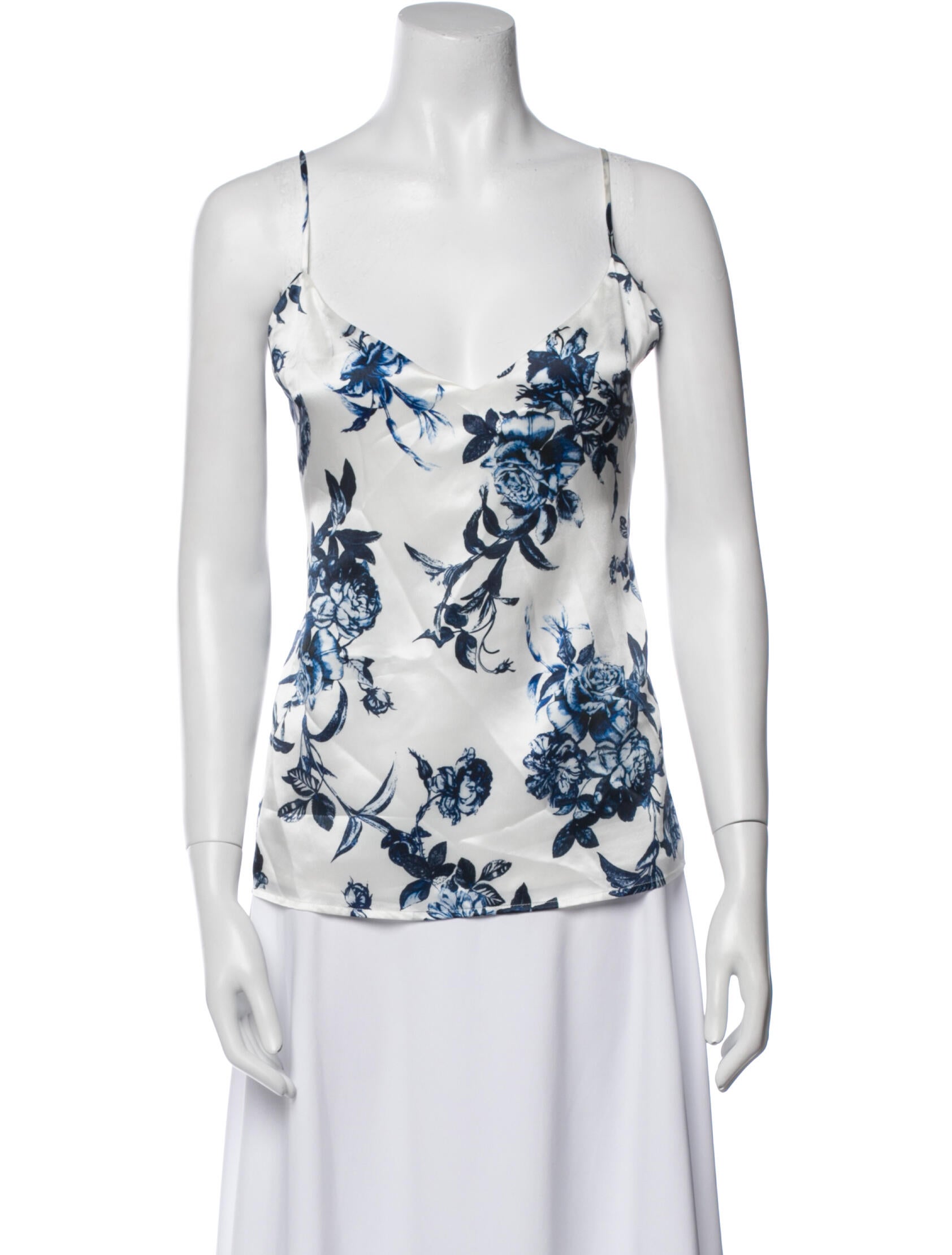 L'Agence Silk Floral Print Top