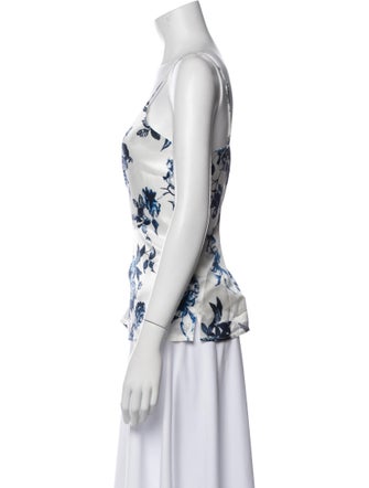 L'Agence Silk Floral Print Top
