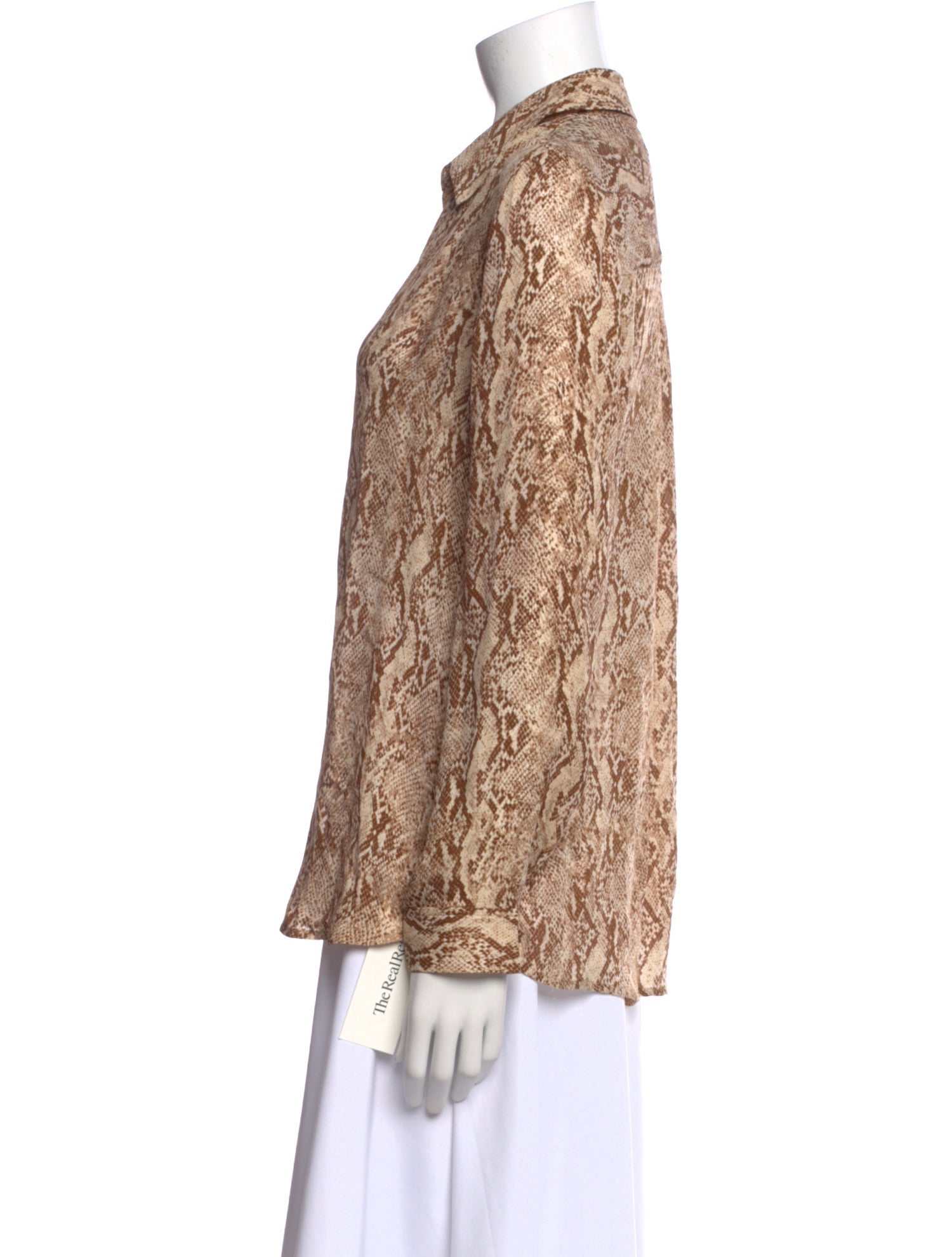 L'Agence Silk Animal Print Button-Up Top