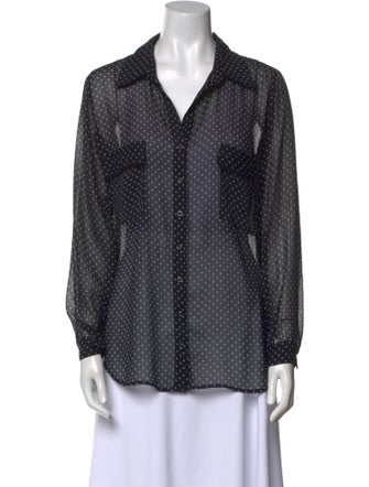 L'Agence Polka Dot Print Long Sleeve Button-Up Top