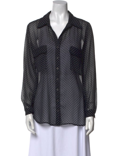L'Agence Polka Dot Print Long Sleeve Button-Up Top