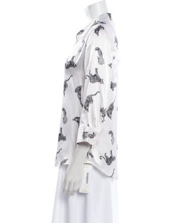 L'Agence Silk Printed Button-Up Top