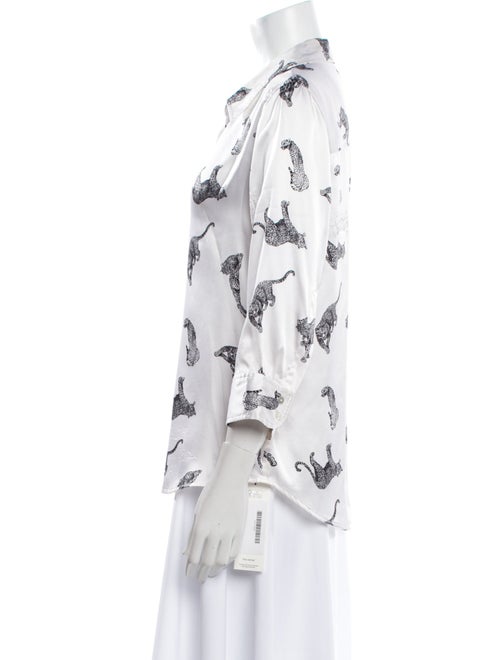 L'Agence Silk Printed Button-Up Top
