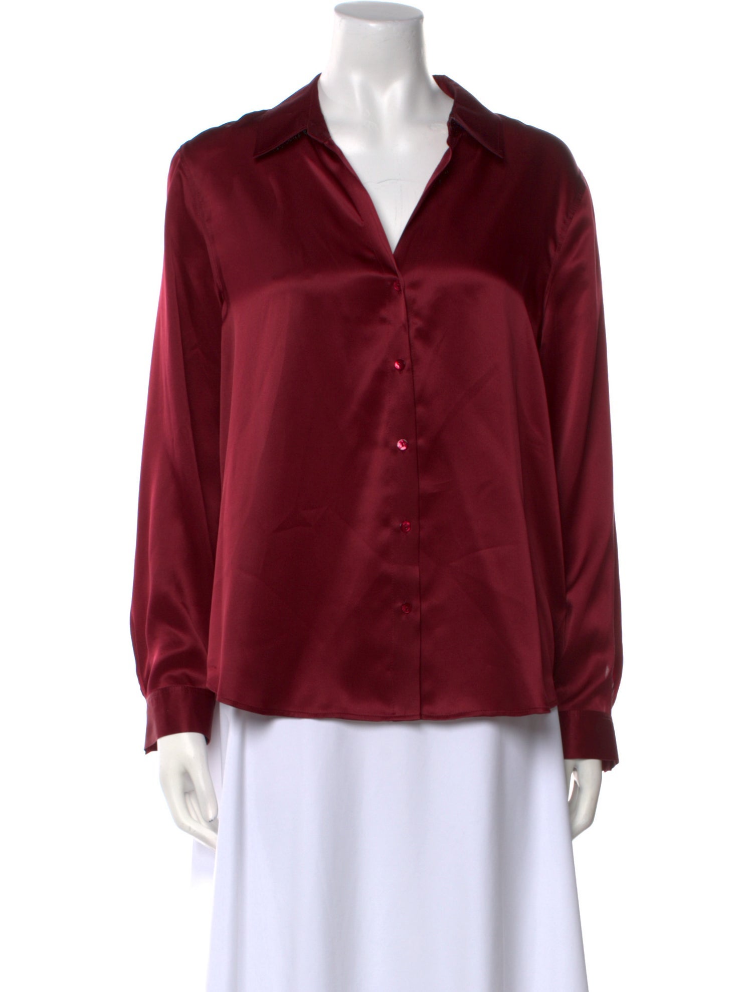 L'Agence Silk Long Sleeve Button-Up Top w/ Tags