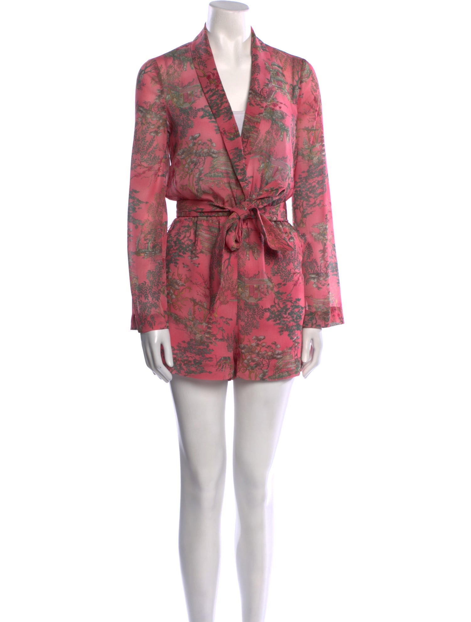 L'Agence Printed Plunge Neckline Romper