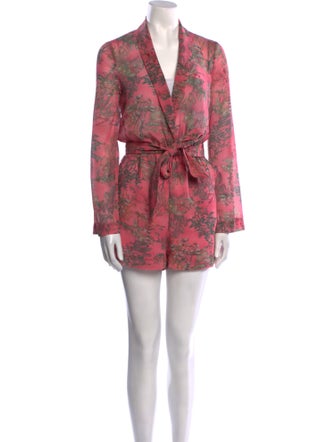 L'Agence Printed Plunge Neckline Romper