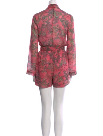 L'Agence Printed Plunge Neckline Romper