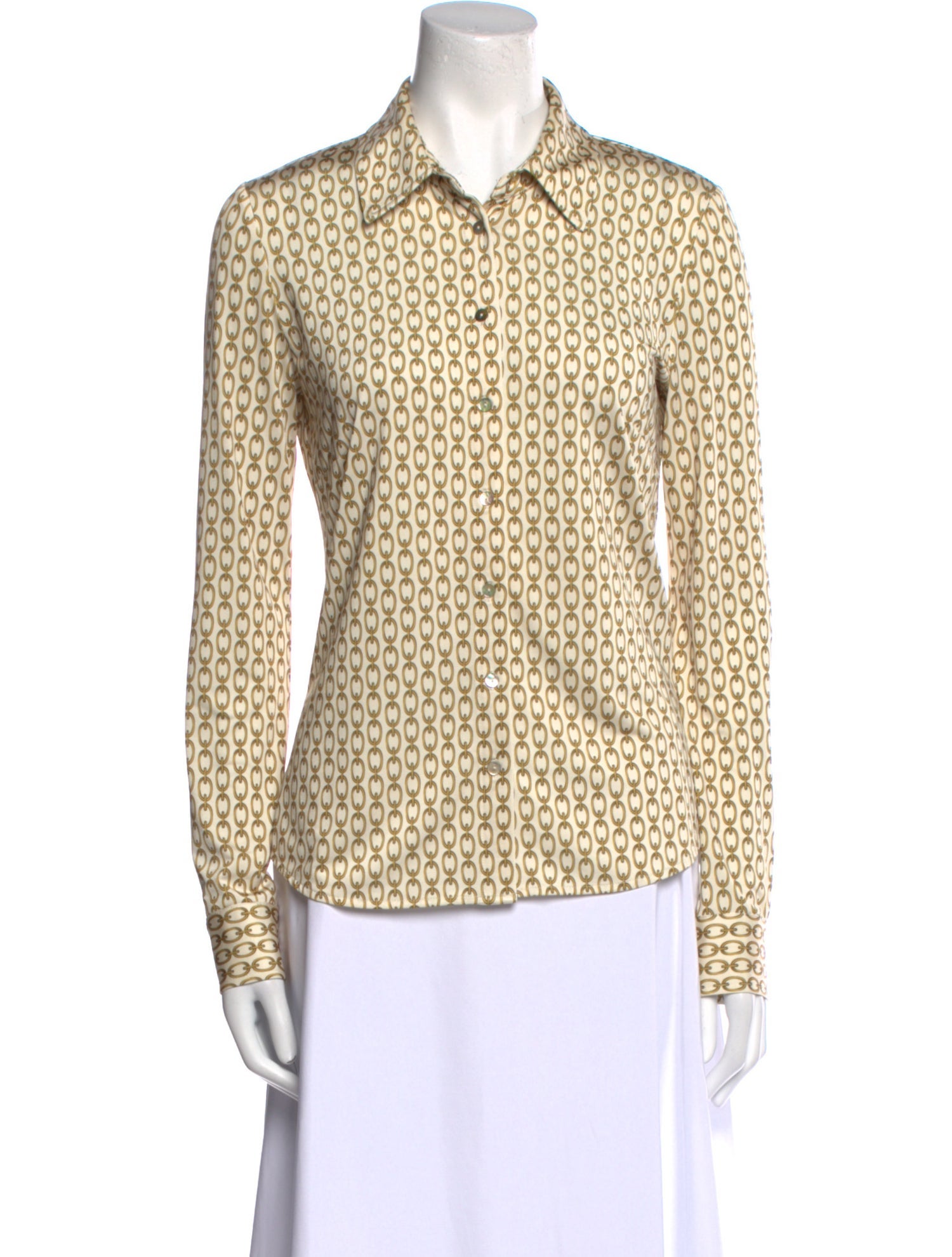 L'Agence Printed Long Sleeve Button-Up Top