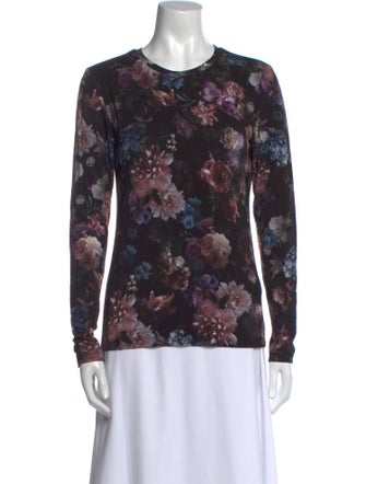 L'Agence Floral Print Crew Neck Sweatshirt