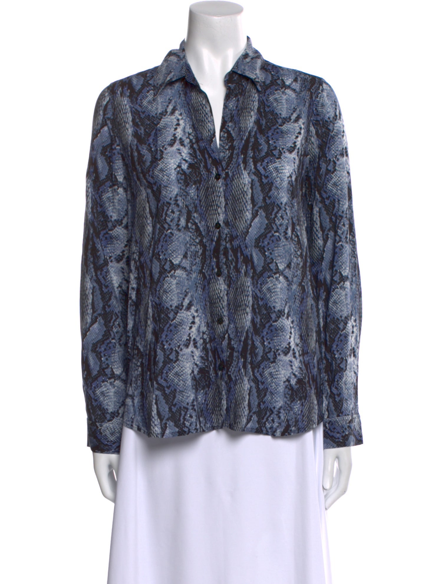 L'Agence Animal Print Long Sleeve Button-Up Top