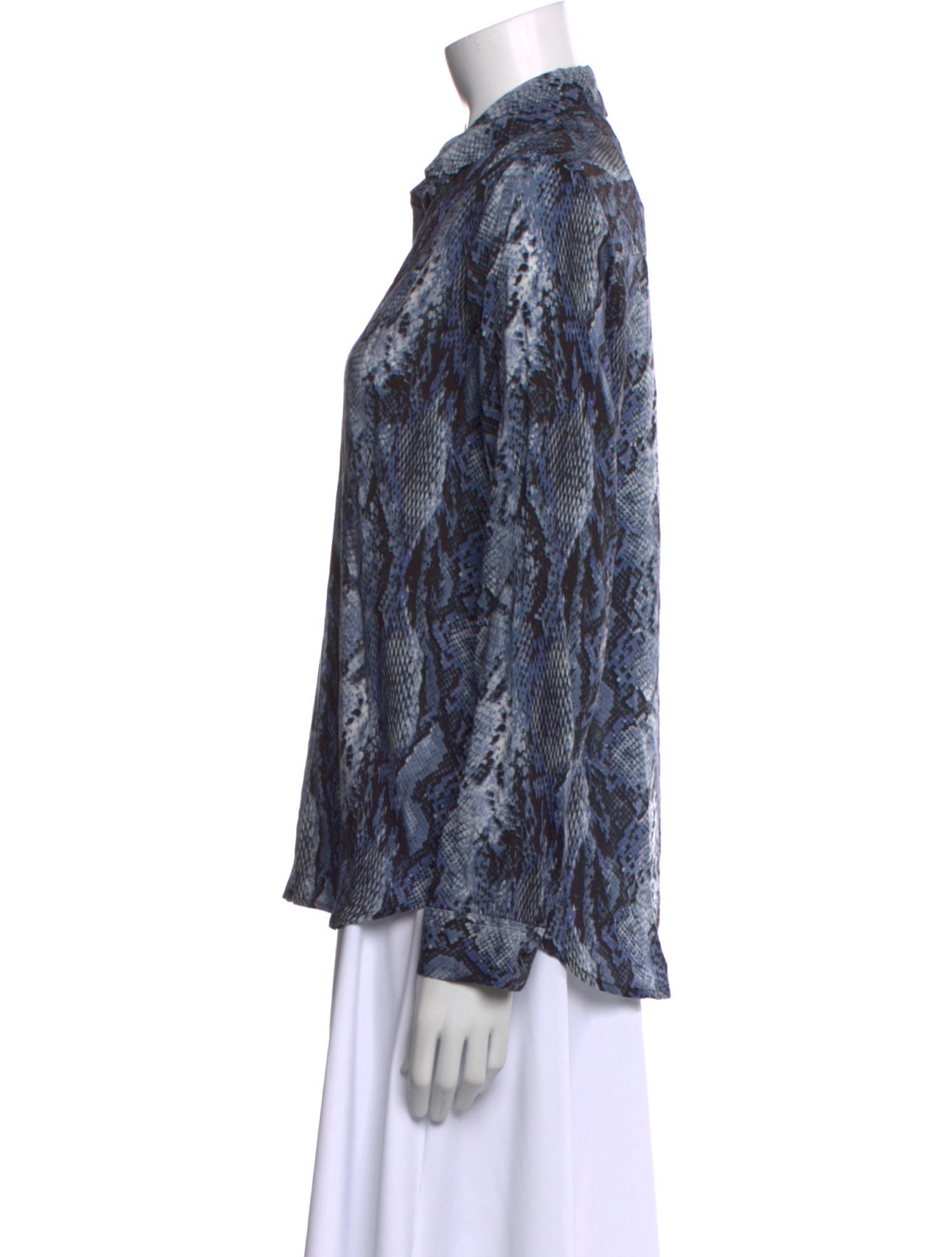 L'Agence Animal Print Long Sleeve Button-Up Top