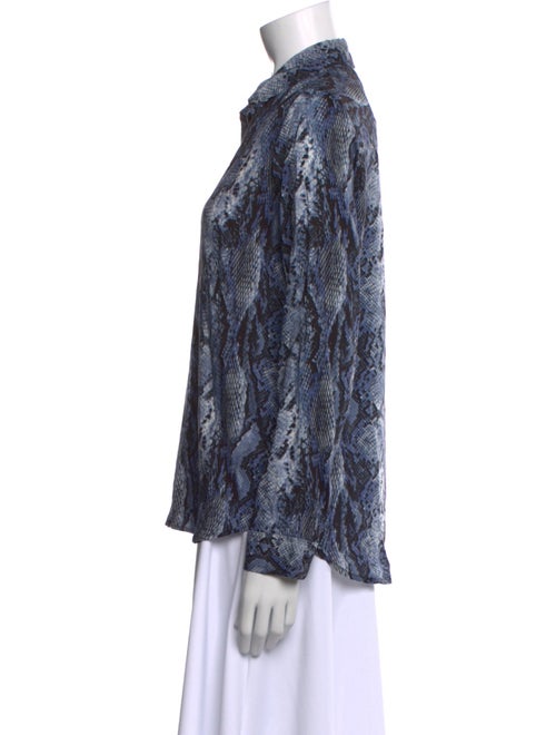 L'Agence Animal Print Long Sleeve Button-Up Top