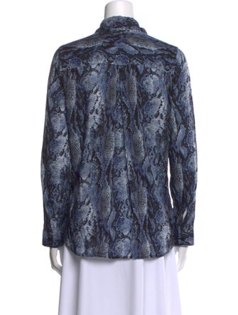 L'Agence Animal Print Long Sleeve Button-Up Top