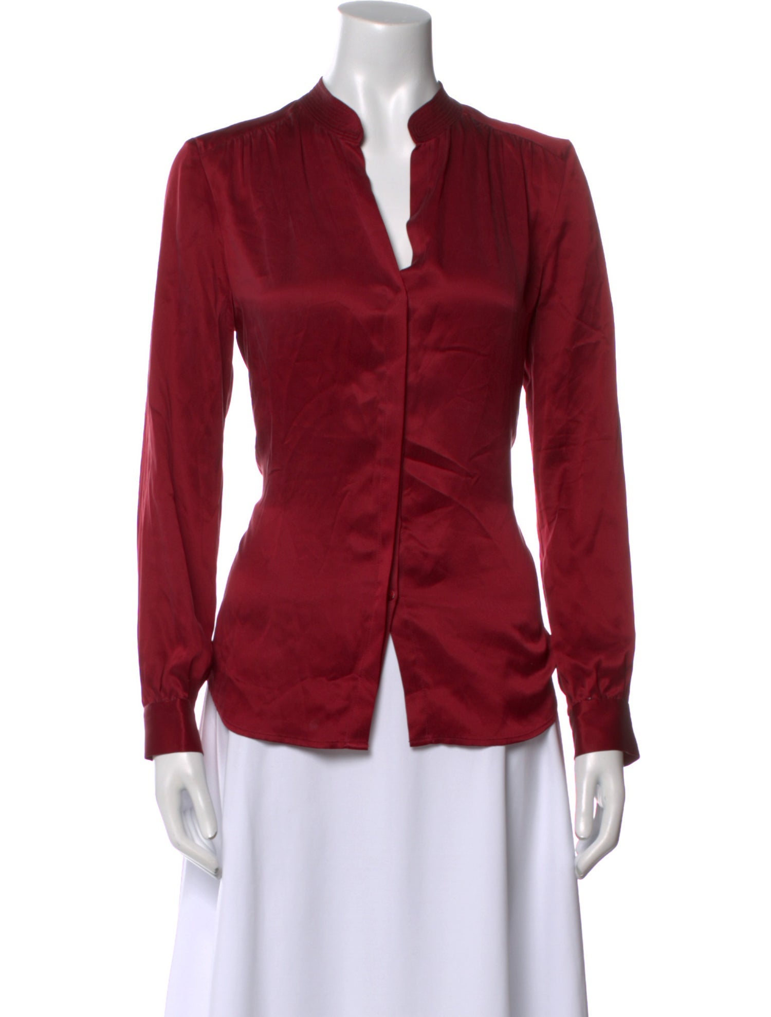 L'Agence Silk V-Neck Button-Up Top