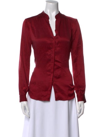 L'Agence Silk V-Neck Button-Up Top