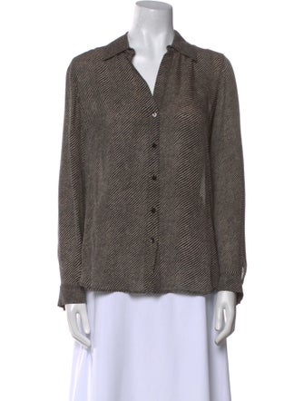 L'Agence Silk Striped Button-Up Top