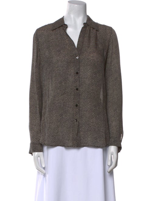 L'Agence Silk Striped Button-Up Top