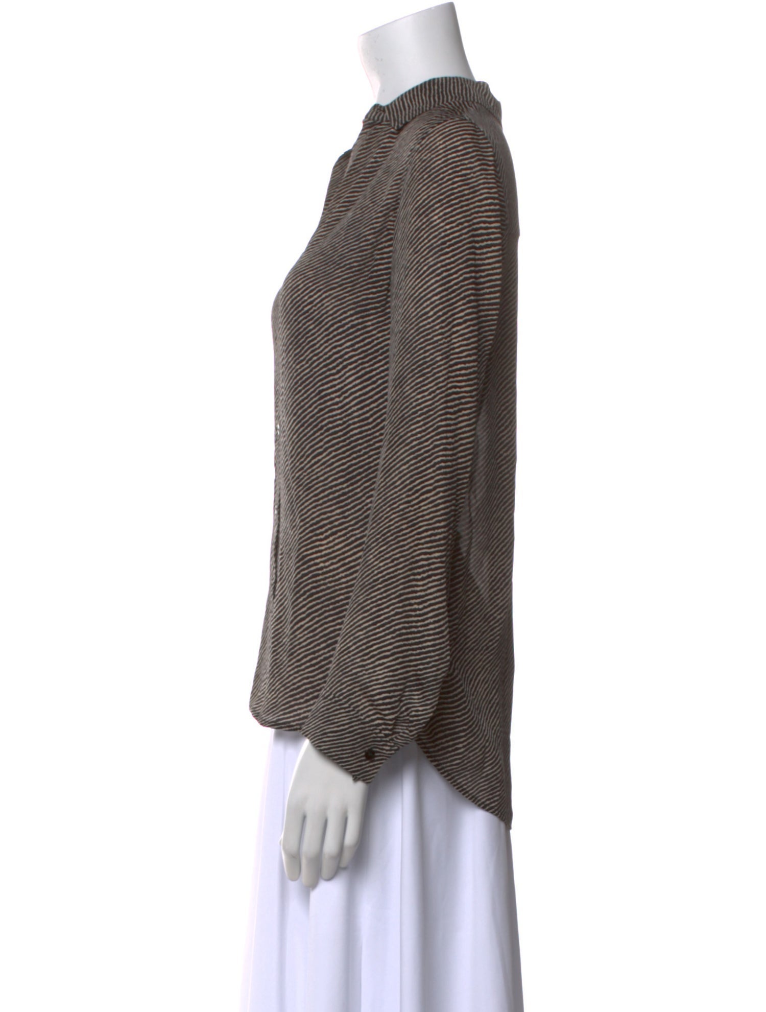 L'Agence Silk Striped Button-Up Top