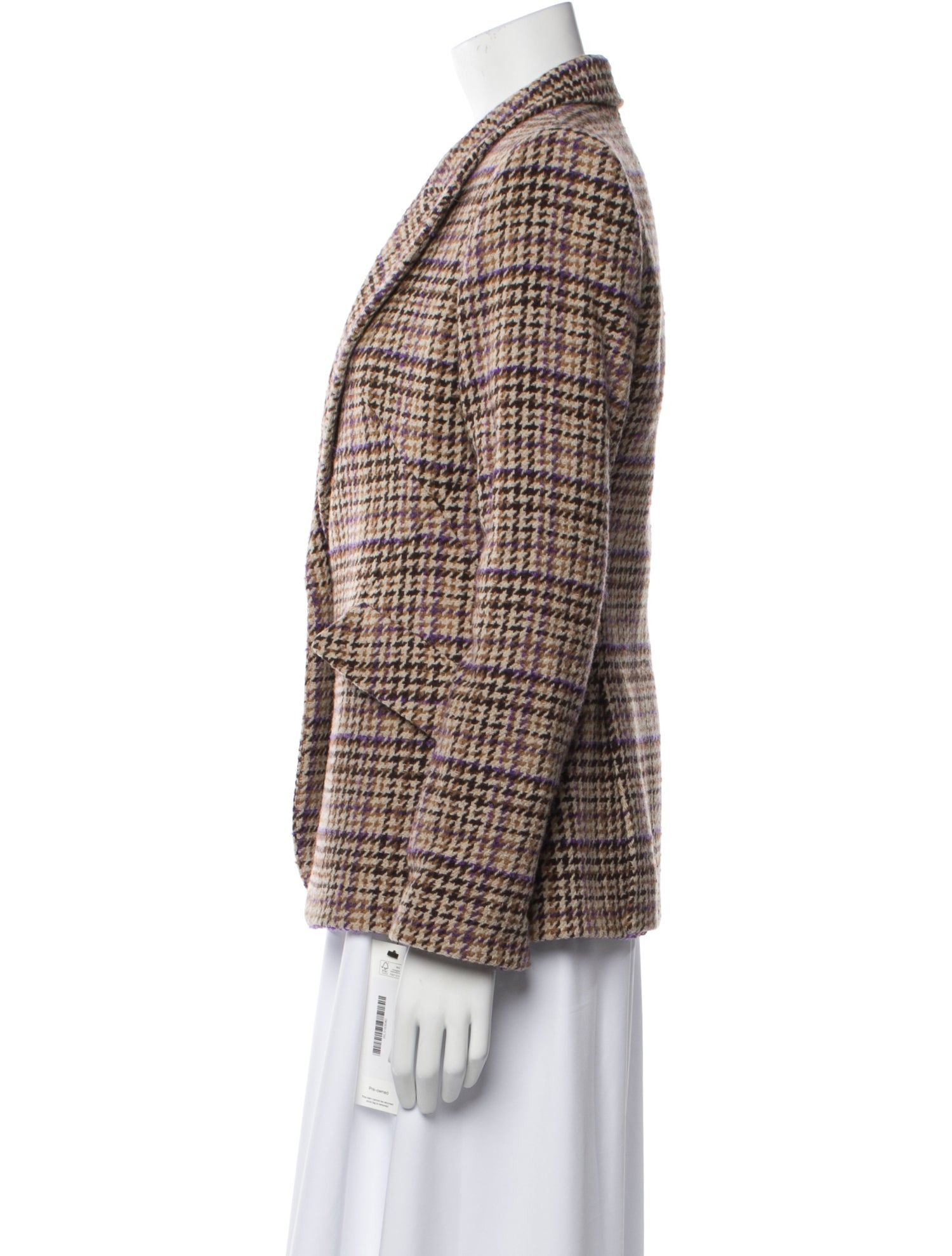 L'Agence Wool Plaid Print Blazer